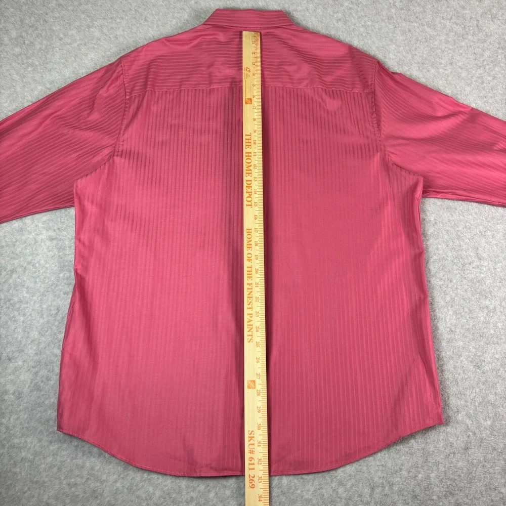Kenneth Cole Reaction Mens Pink Stripe Slim Fit Dress Shirt 18 34-35 Cotton‎